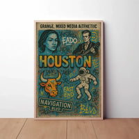 Houston Iconic Grunge Art: Cultural Heritage Poster PosterGoat
