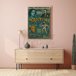 Houston Iconic Grunge Art: Cultural Heritage Poster PosterGoat