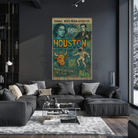 Houston Iconic Grunge Art: Cultural Heritage Poster PosterGoat