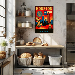 Houston Icons Retro Travel Poster PosterGoat