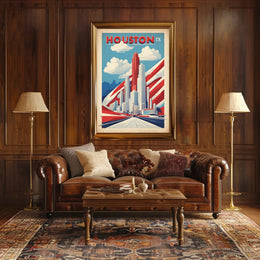 Houston Skyline Art Deco Urban Cityscape Poster PosterGoat