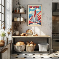 Houston Skyline Art Deco Urban Cityscape Poster PosterGoat