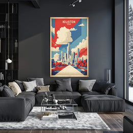 Houston Skyline Art in Vibrant Colors: Urban Cityscape Poster PosterGoat