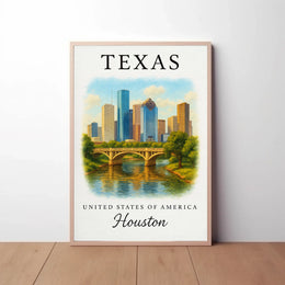 Houston Skyline Modern Vintage Travel Poster PosterGoat