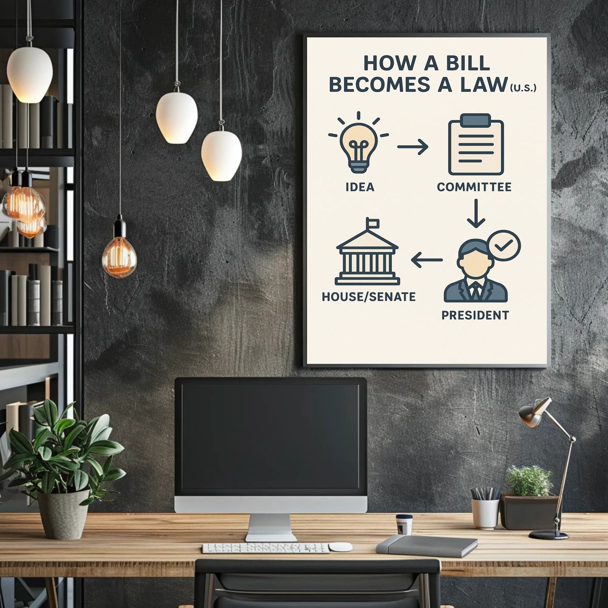 How a Bill Becomes a Law Educational or Infographic Poster PosterGoat