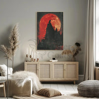 Howling Wolf at Red Moon Fantasy Art Poster PosterGoat