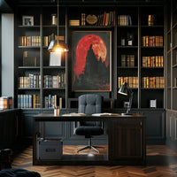 Howling Wolf at Red Moon Fantasy Art Poster PosterGoat