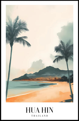 Hua Hin Serene Beach Vintage Travel Poster PosterGoat