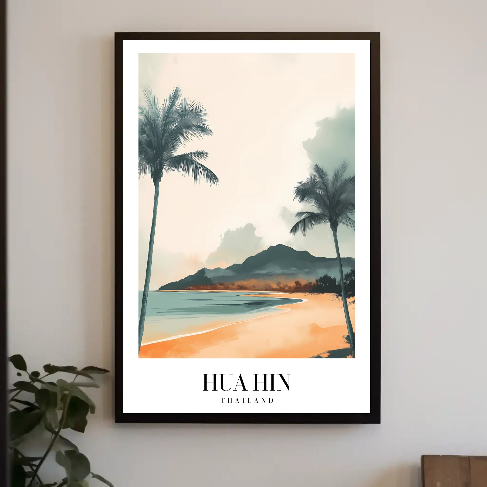 Hua Hin Serene Beach Vintage Travel Poster PosterGoat