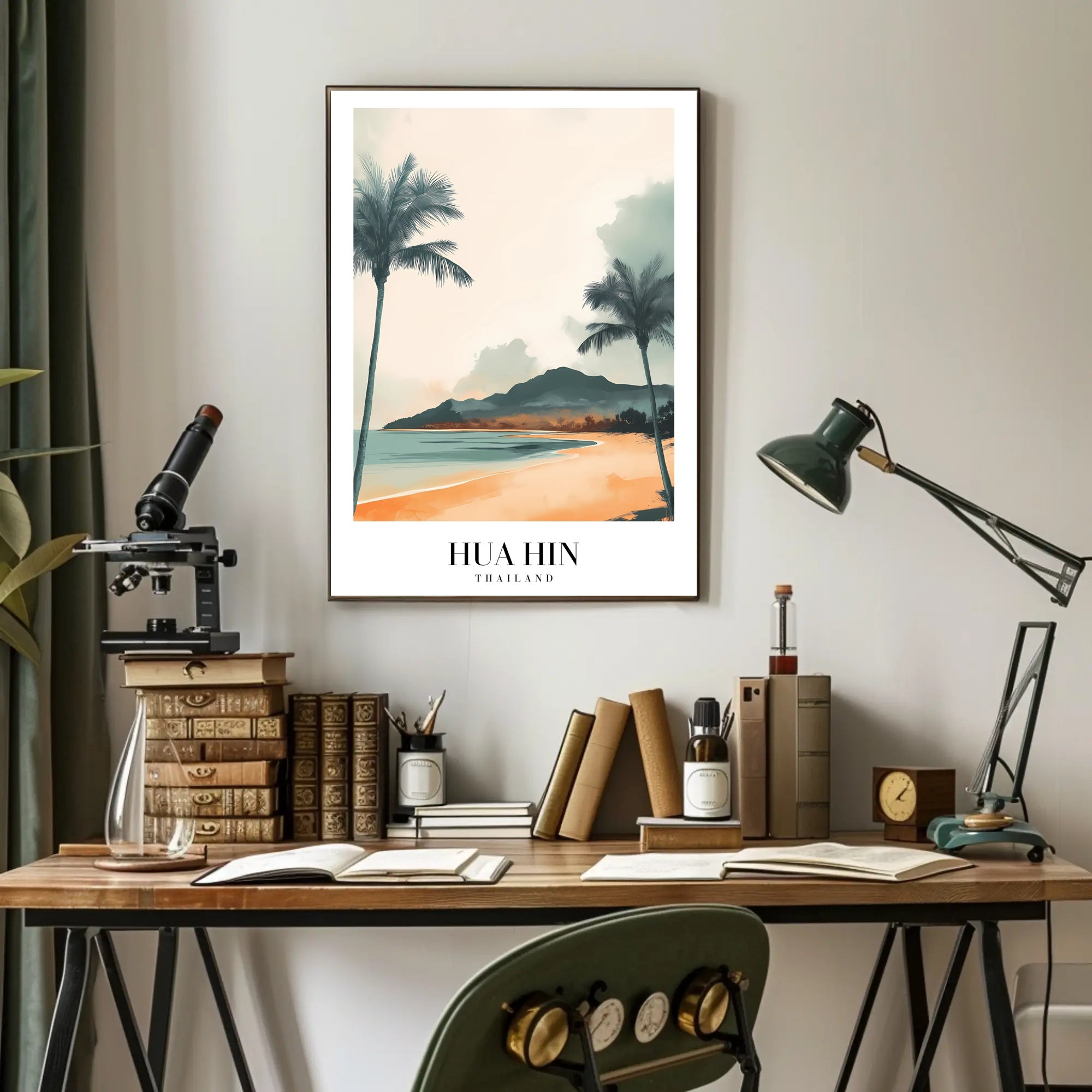Hua Hin Serene Beach Vintage Travel Poster PosterGoat