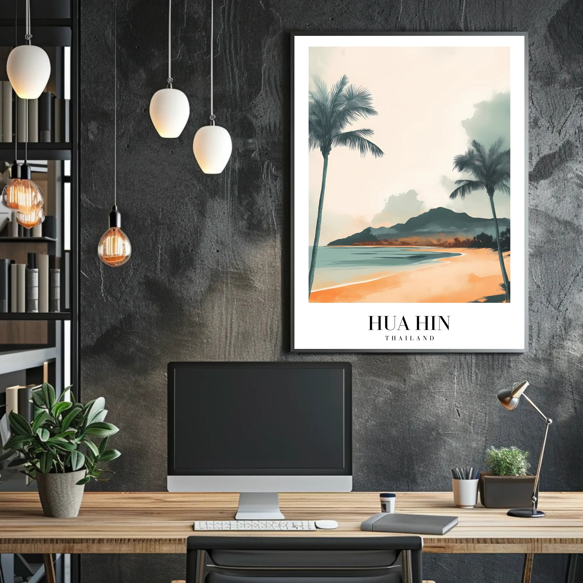 Hua Hin Serene Beach Vintage Travel Poster PosterGoat
