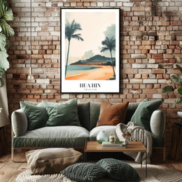 Hua Hin Serene Beach Vintage Travel Poster PosterGoat