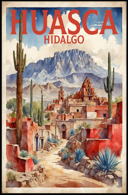 Huasca de Ocampo Watercolor Travel Poster PosterGoat