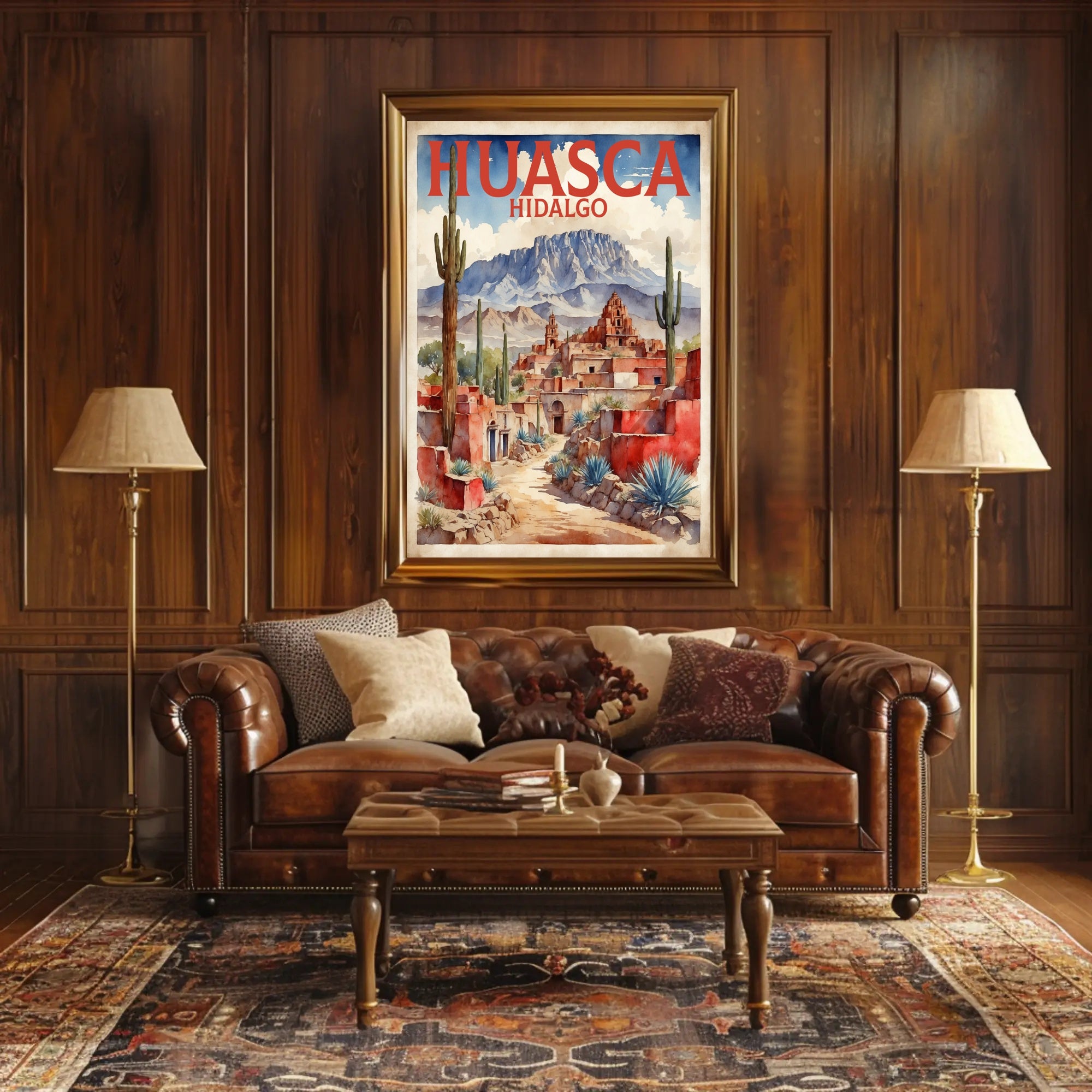 Huasca de Ocampo Watercolor Travel Poster PosterGoat
