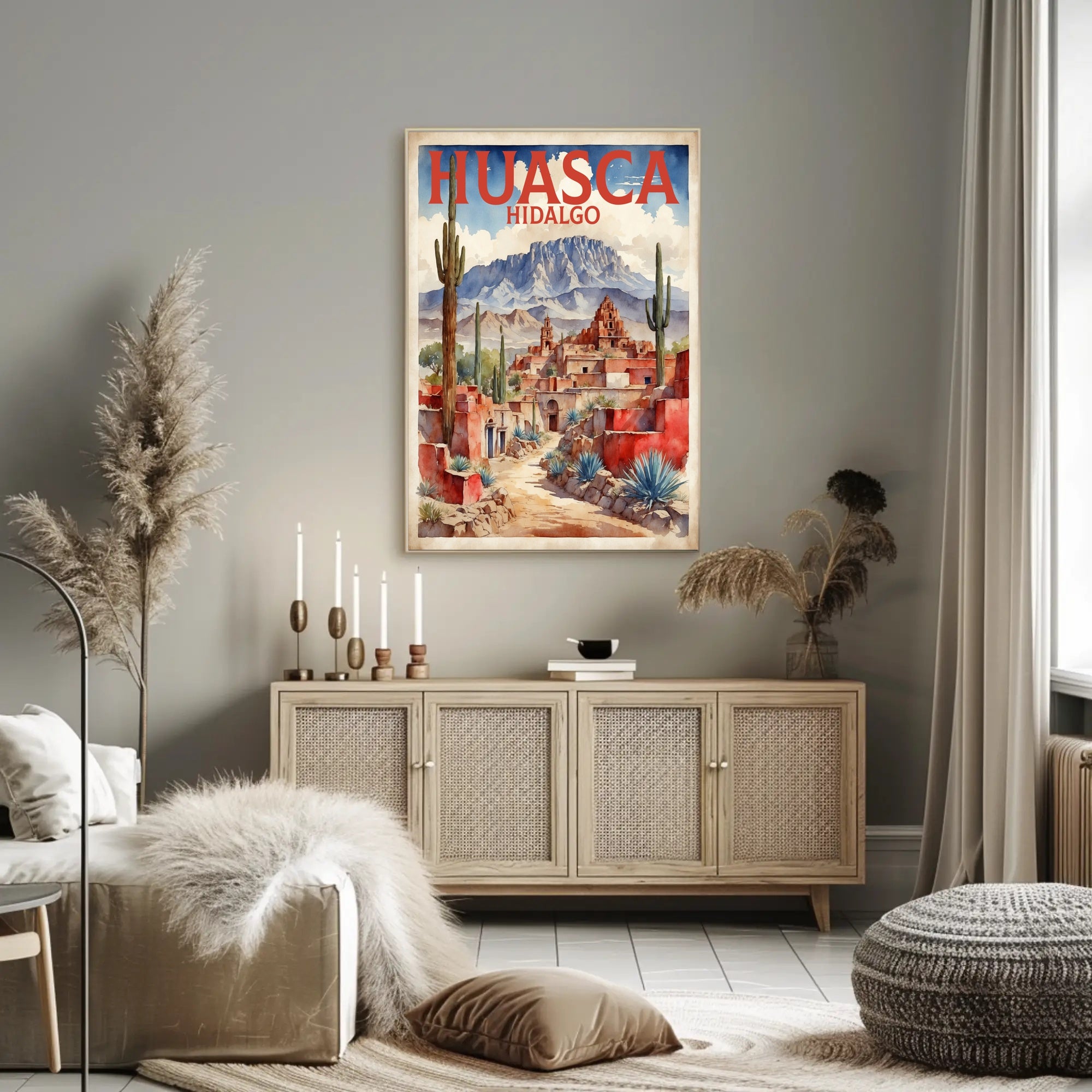 Huasca de Ocampo Watercolor Travel Poster PosterGoat