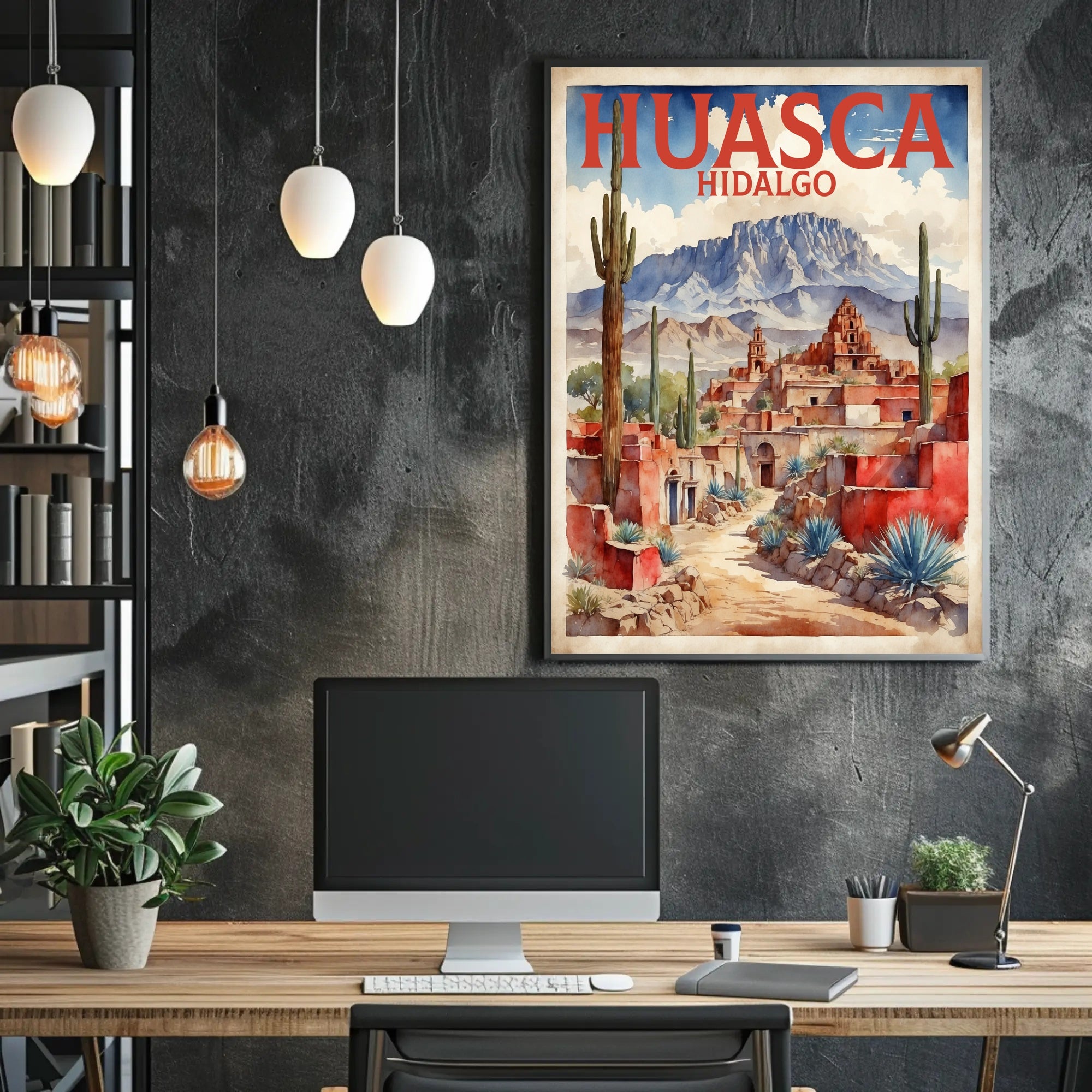 Huasca de Ocampo Watercolor Travel Poster PosterGoat