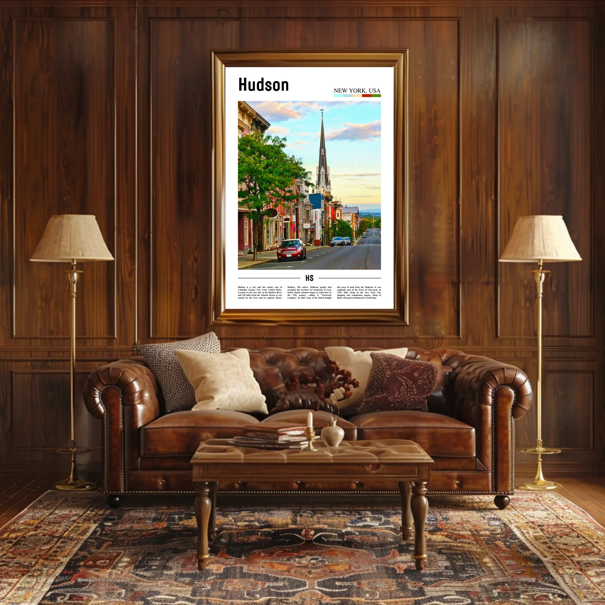 Hudson New York Street Scene Travel Poster PosterGoat
