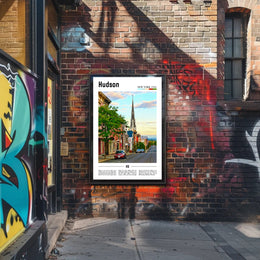 Hudson New York Street Scene Travel Poster PosterGoat