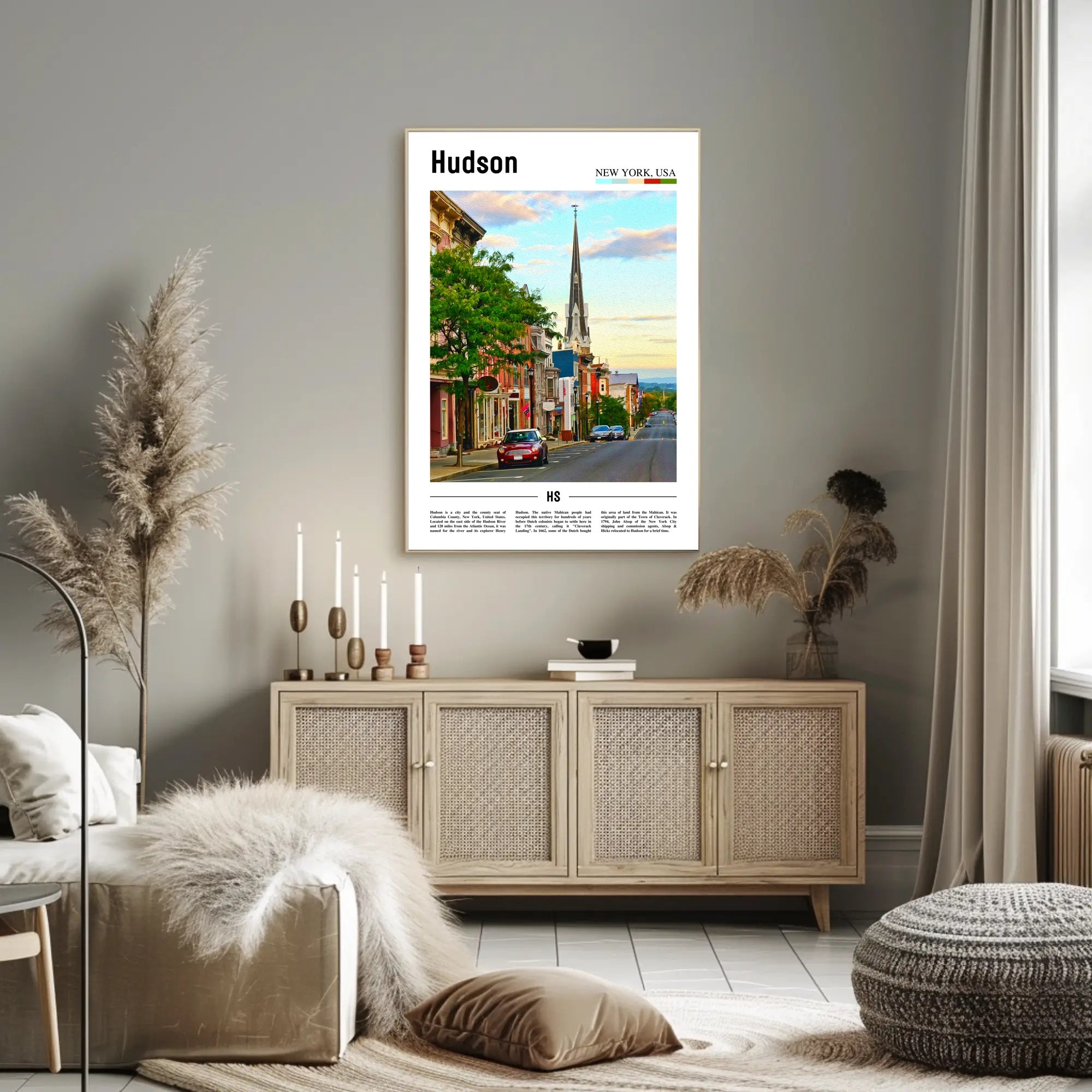 Hudson New York Street Scene Travel Poster PosterGoat