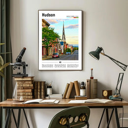 Hudson New York Street Scene Travel Poster PosterGoat
