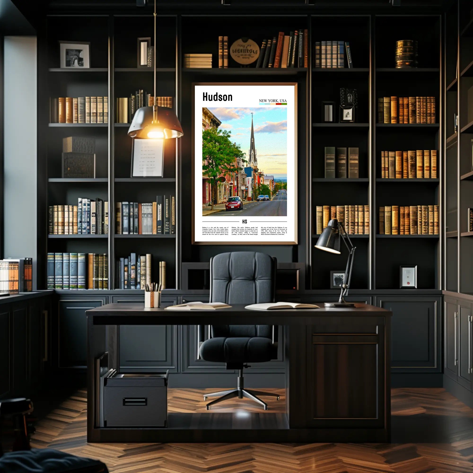 Hudson New York Street Scene Travel Poster PosterGoat