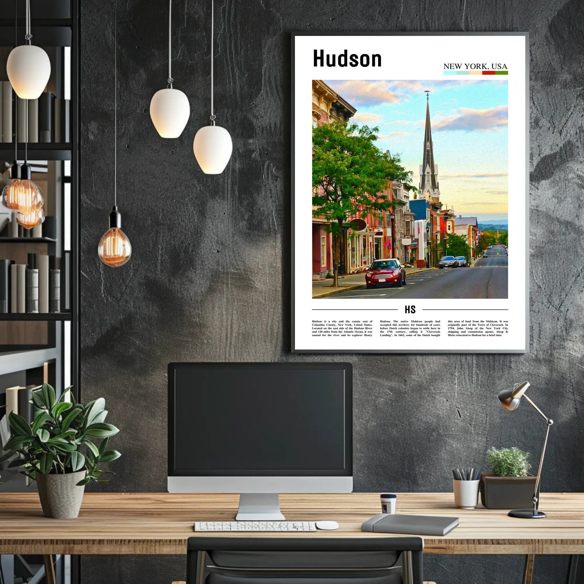 Hudson New York Street Scene Travel Poster PosterGoat