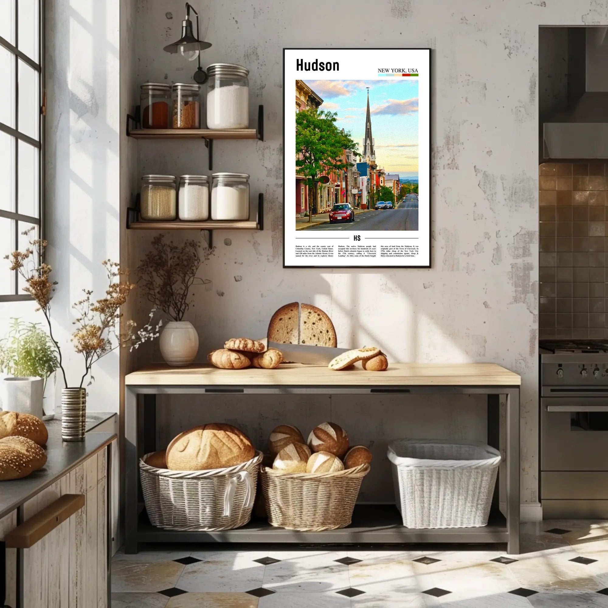 Hudson New York Street Scene Travel Poster PosterGoat