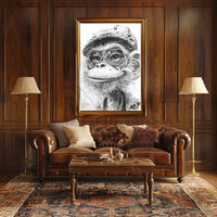 Humanized Monkey with Glasses and Cap Animal Poster PosterGoat