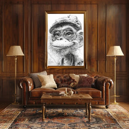 Humanized Monkey with Glasses and Cap Animal Poster PosterGoat