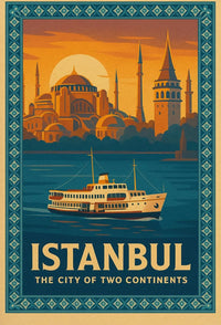 ISTANBUL BRIDGE BETWEEN CONTINENTS VINTAGE TRAVEL POSTER PosterGoat