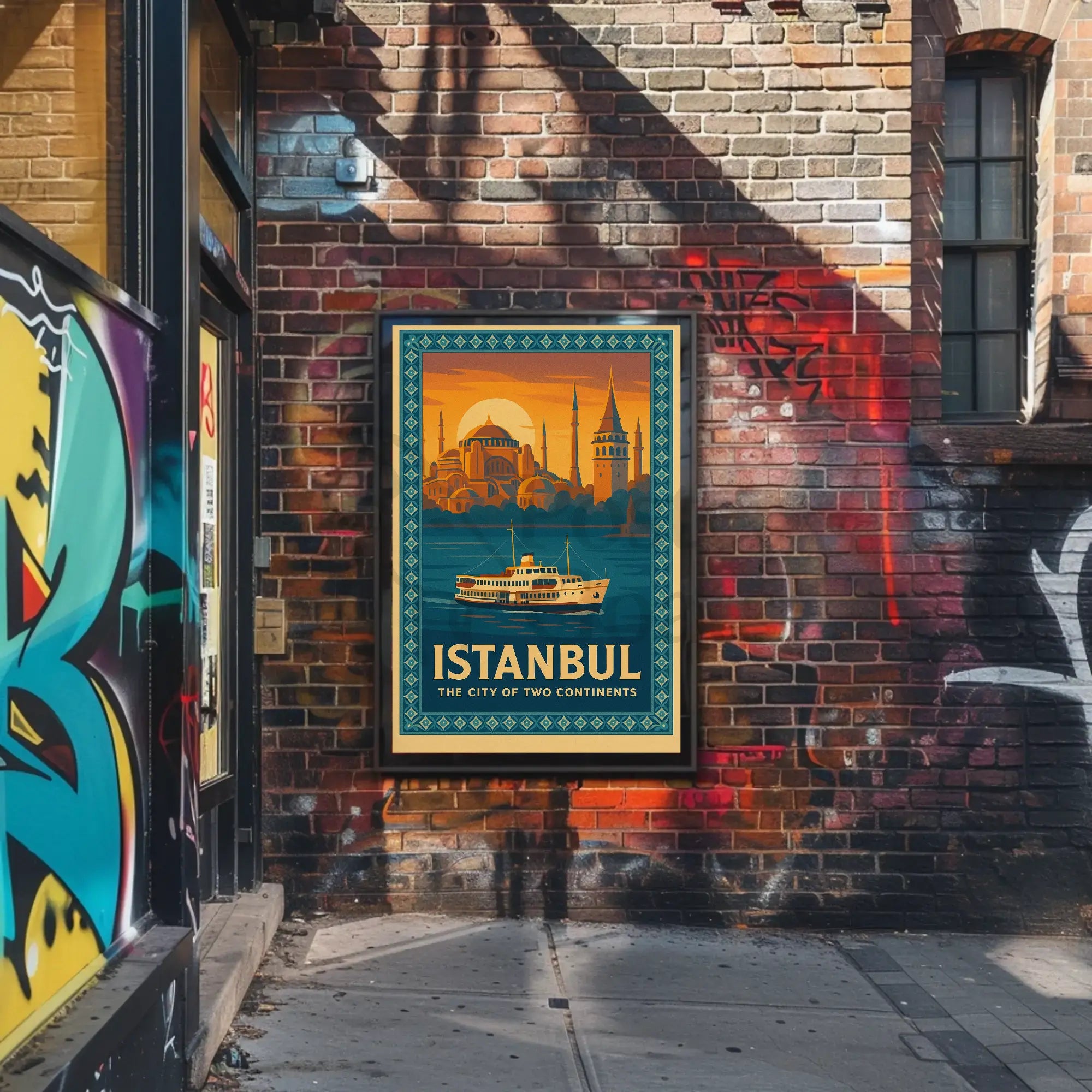 ISTANBUL BRIDGE BETWEEN CONTINENTS VINTAGE TRAVEL POSTER PosterGoat