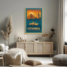 ISTANBUL BRIDGE BETWEEN CONTINENTS VINTAGE TRAVEL POSTER PosterGoat