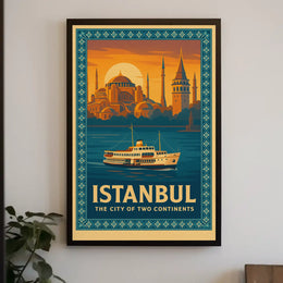 ISTANBUL BRIDGE BETWEEN CONTINENTS VINTAGE TRAVEL POSTER PosterGoat