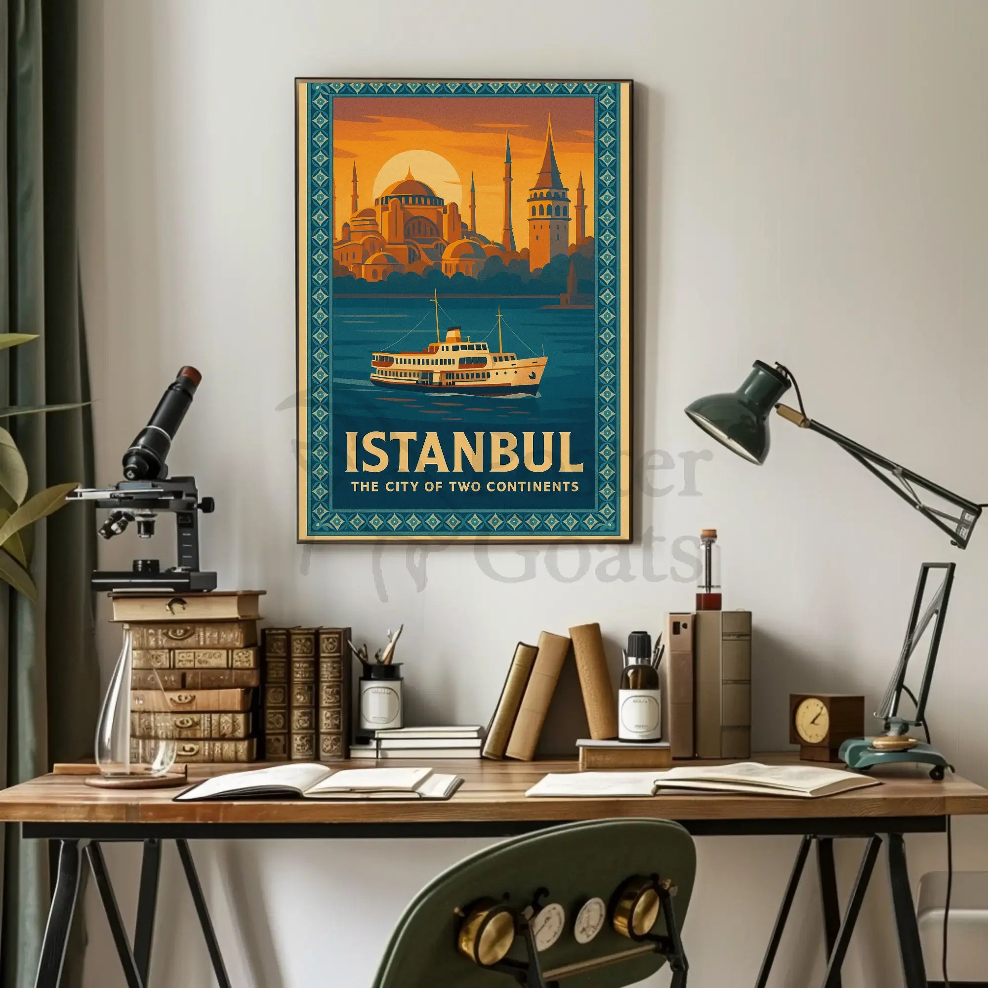 ISTANBUL BRIDGE BETWEEN CONTINENTS VINTAGE TRAVEL POSTER PosterGoat