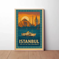 ISTANBUL BRIDGE BETWEEN CONTINENTS VINTAGE TRAVEL POSTER PosterGoat