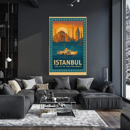 ISTANBUL BRIDGE BETWEEN CONTINENTS VINTAGE TRAVEL POSTER PosterGoat