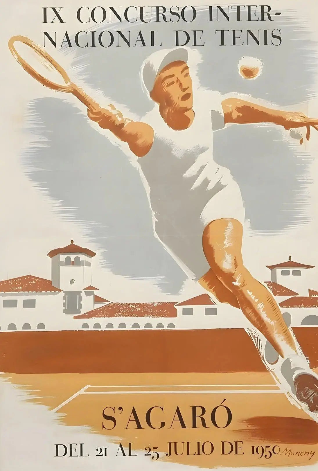 IX Concurso Internacional De Tenis 1950 Vintage Sports Poster PosterGoat