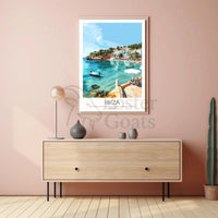 Ibiza Beach Bliss: Mediterranean Seaside Travel Poster PosterGoat