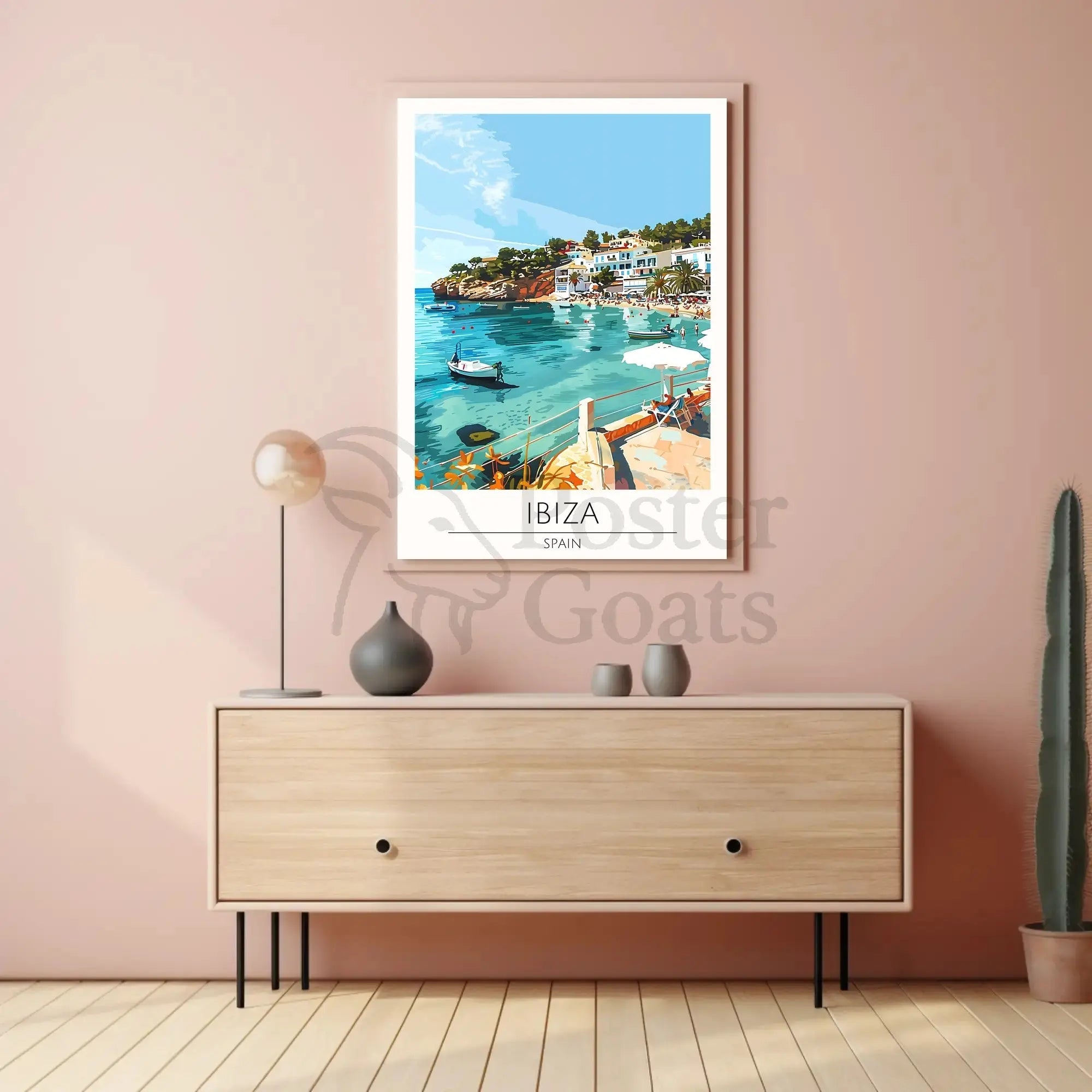 Ibiza Beach Bliss: Mediterranean Seaside Travel Poster PosterGoat