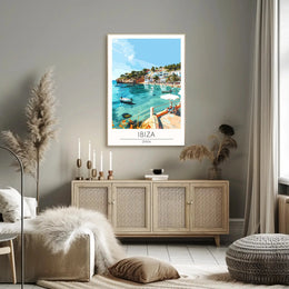 Ibiza Beach Bliss: Mediterranean Seaside Travel Poster PosterGoat