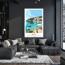 Ibiza Beach Bliss: Mediterranean Seaside Travel Poster PosterGoat