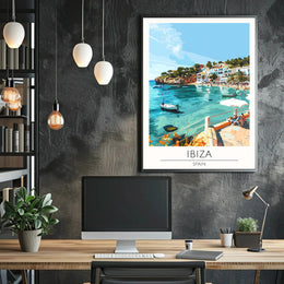 Ibiza Beach Bliss: Mediterranean Seaside Travel Poster PosterGoat