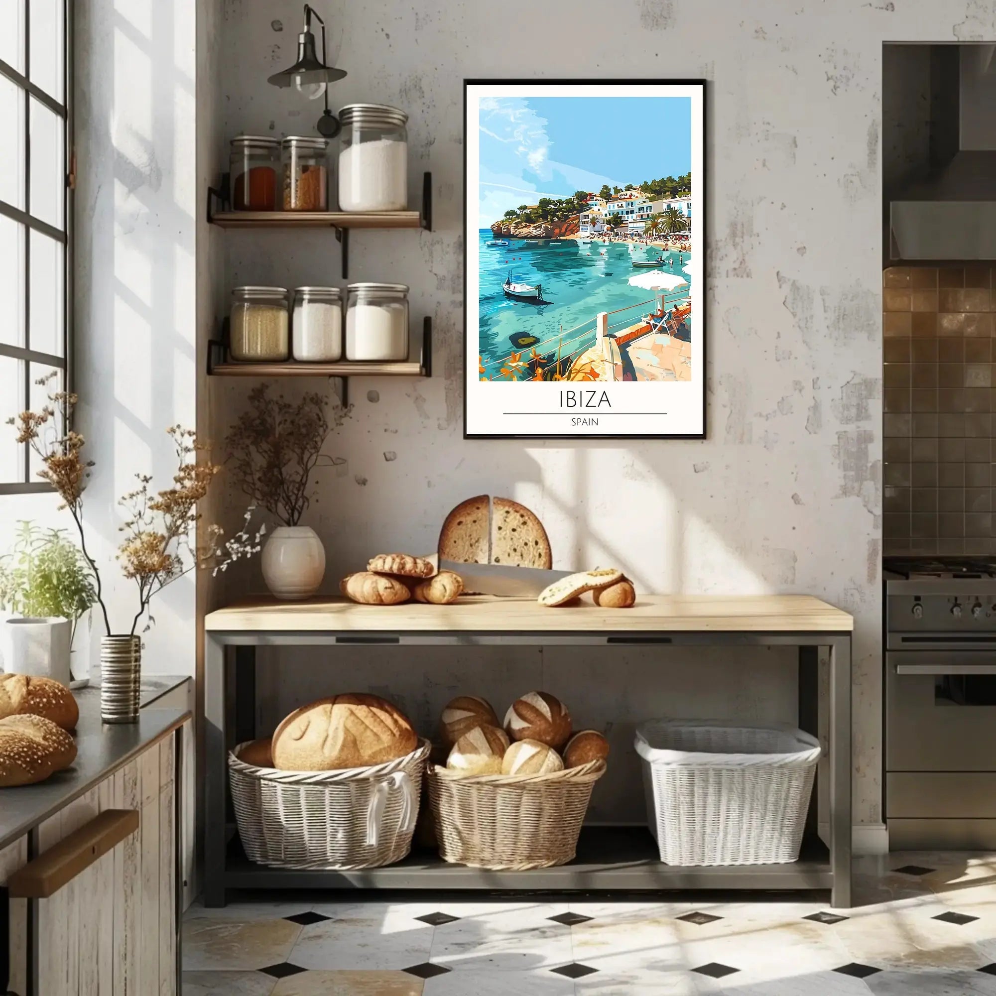 Ibiza Beach Bliss: Mediterranean Seaside Travel Poster PosterGoat