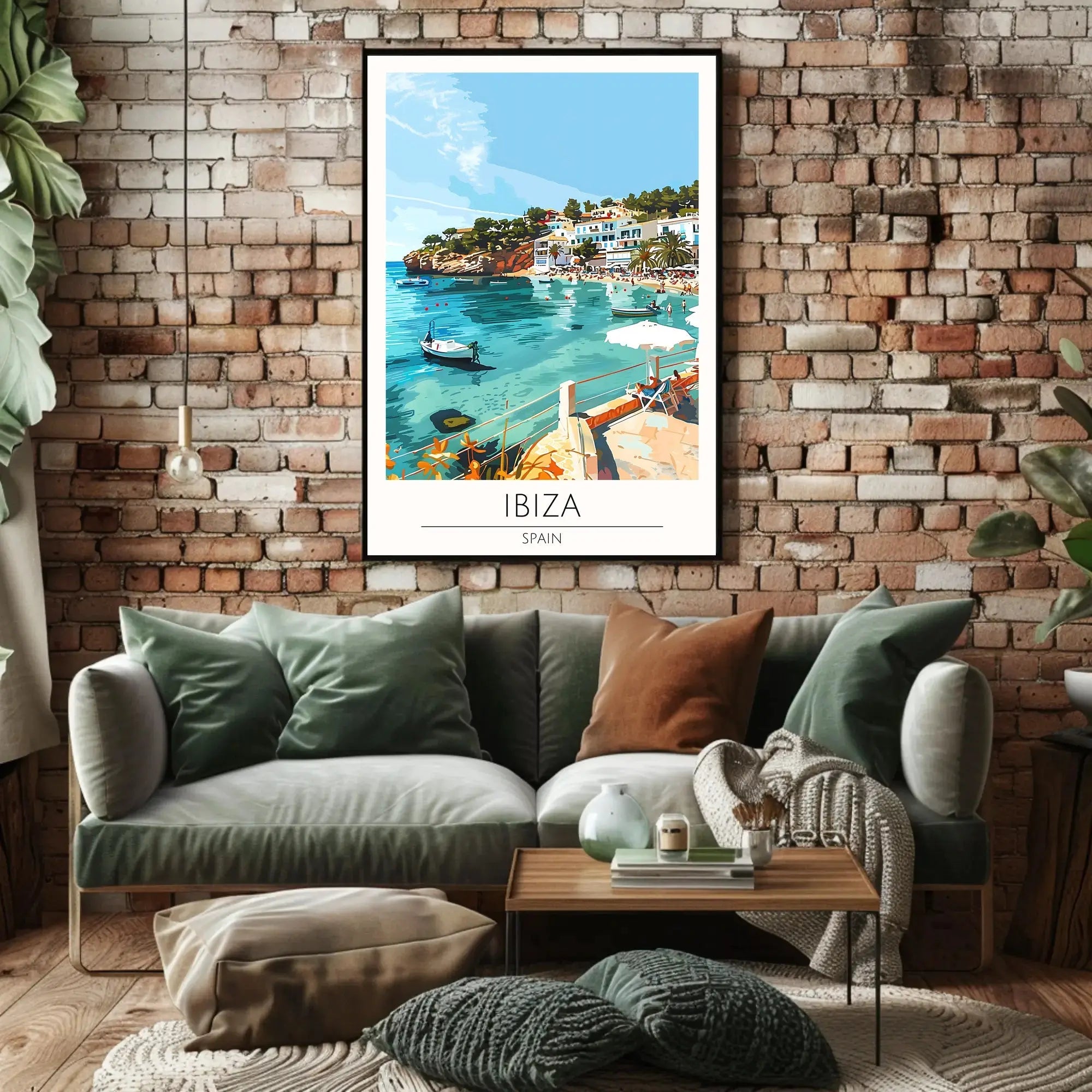 Ibiza Beach Bliss: Mediterranean Seaside Travel Poster PosterGoat