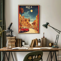 Ibiza Vintage Travel Poster: Mediterranean Vibes and Classic Cars PosterGoat