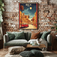 Ibiza Vintage Travel Poster: Mediterranean Vibes and Classic Cars PosterGoat