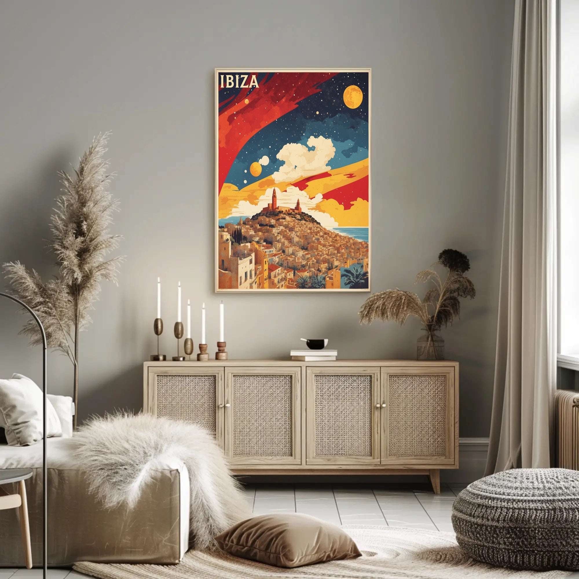 Ibiza's Dreamy Landscape Vintage Travel Poster PosterGoat