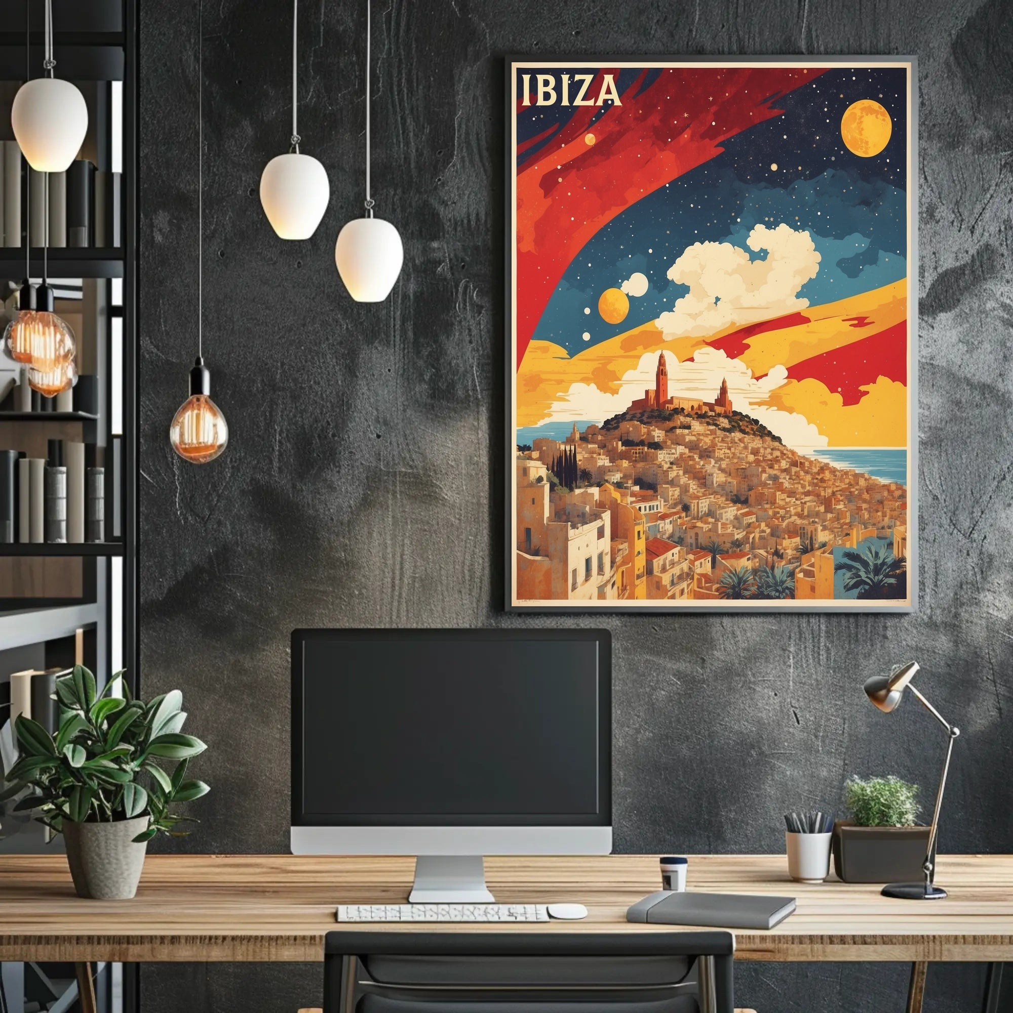 Ibiza's Dreamy Landscape Vintage Travel Poster PosterGoat