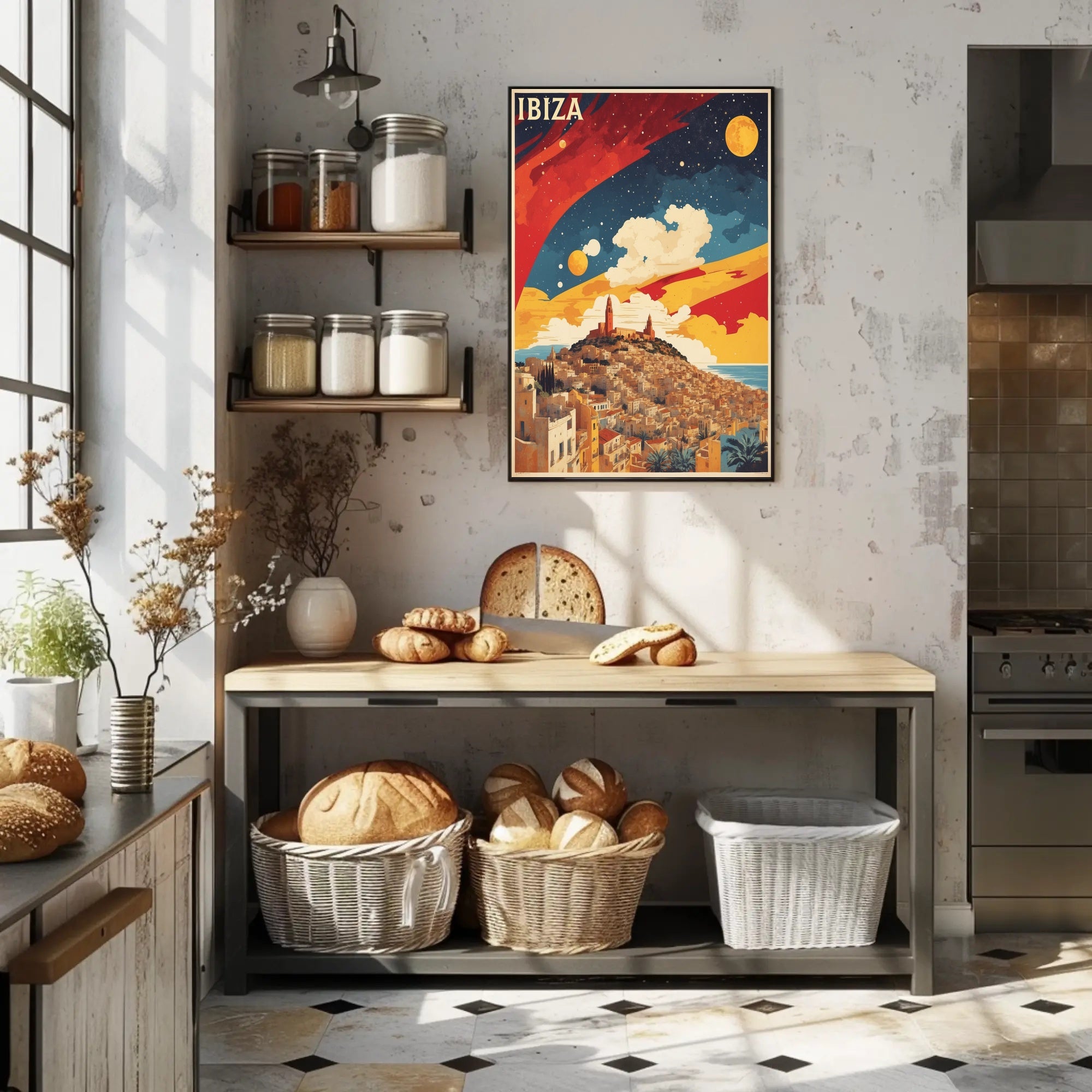 Ibiza's Dreamy Landscape Vintage Travel Poster PosterGoat