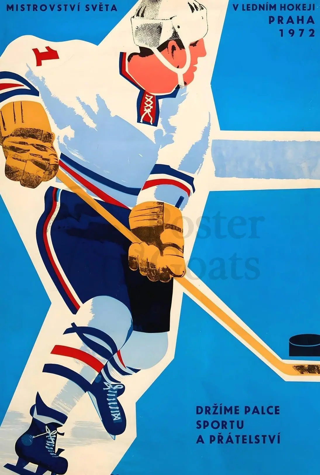 Ice Hockey Action 1972 Sports Poster PosterGoat